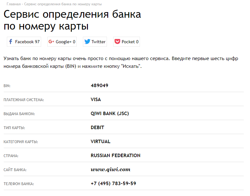 Сервис определения карты